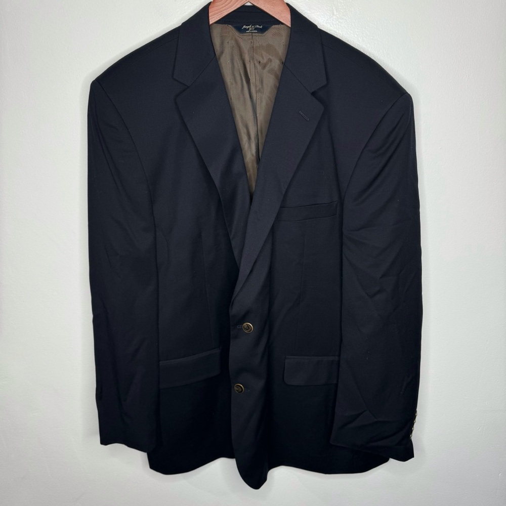 Joseph & Feiss Gold 2 Button Blazer Navy Blue 100% Wool Size 50L